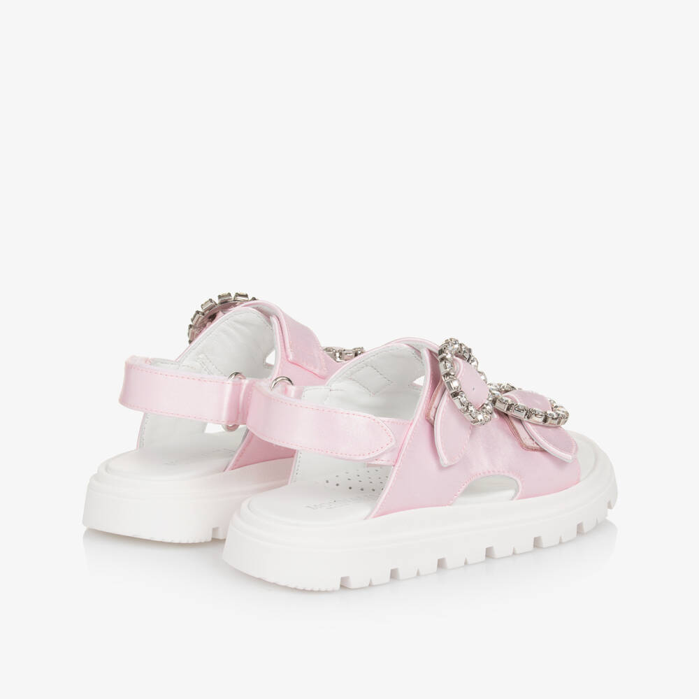 Monnalisa-Girls Satin Buckle Pink Shoes | Childrensalon Outlet