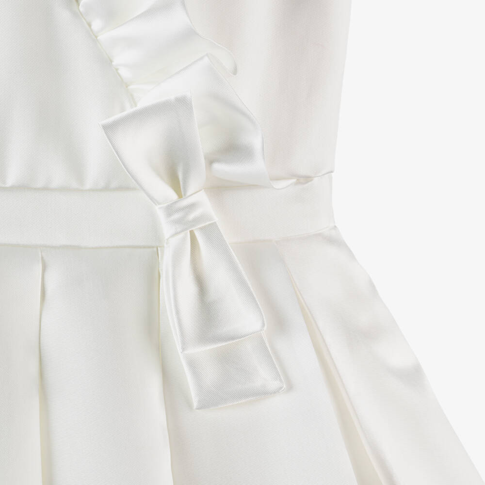 Monnalisa Шик-Платье кремовое атласное элегантное для девочек | Childrensalon Outlet