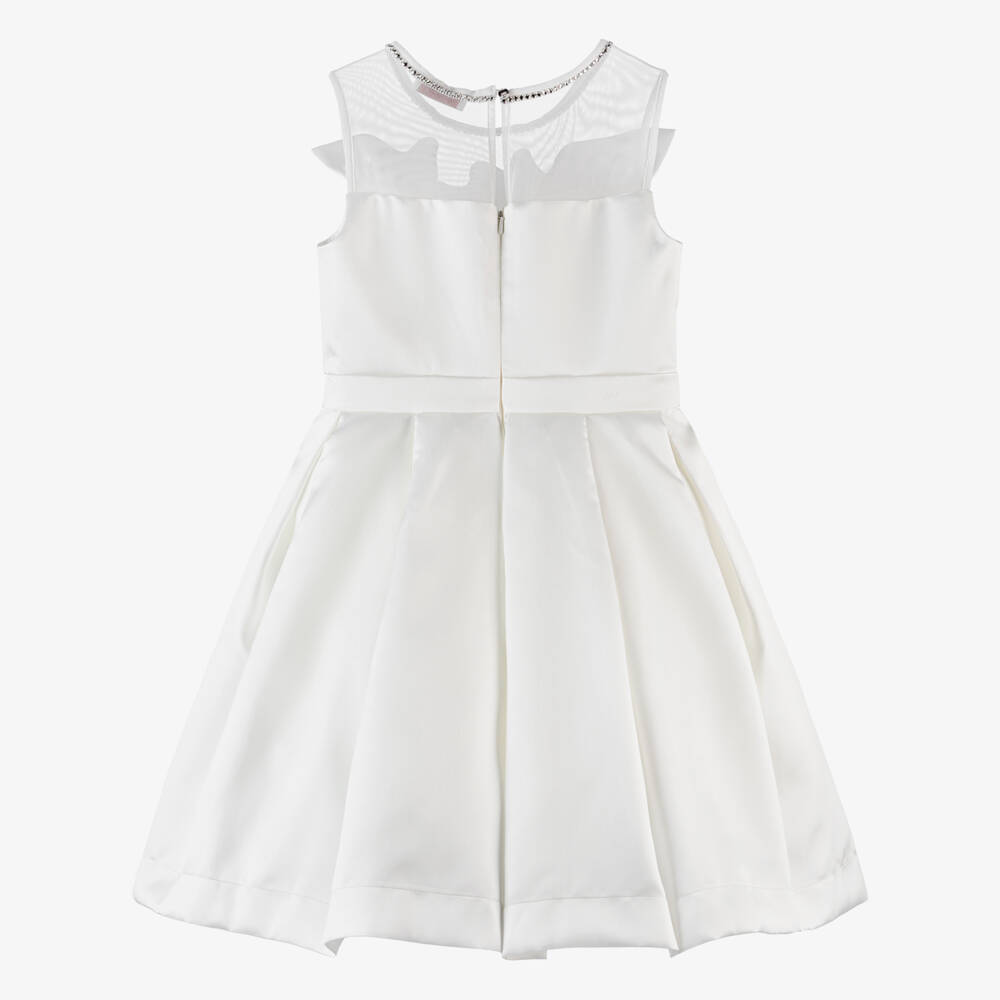 Monnalisa Шик-Платье кремовое атласное элегантное для девочек | Childrensalon Outlet