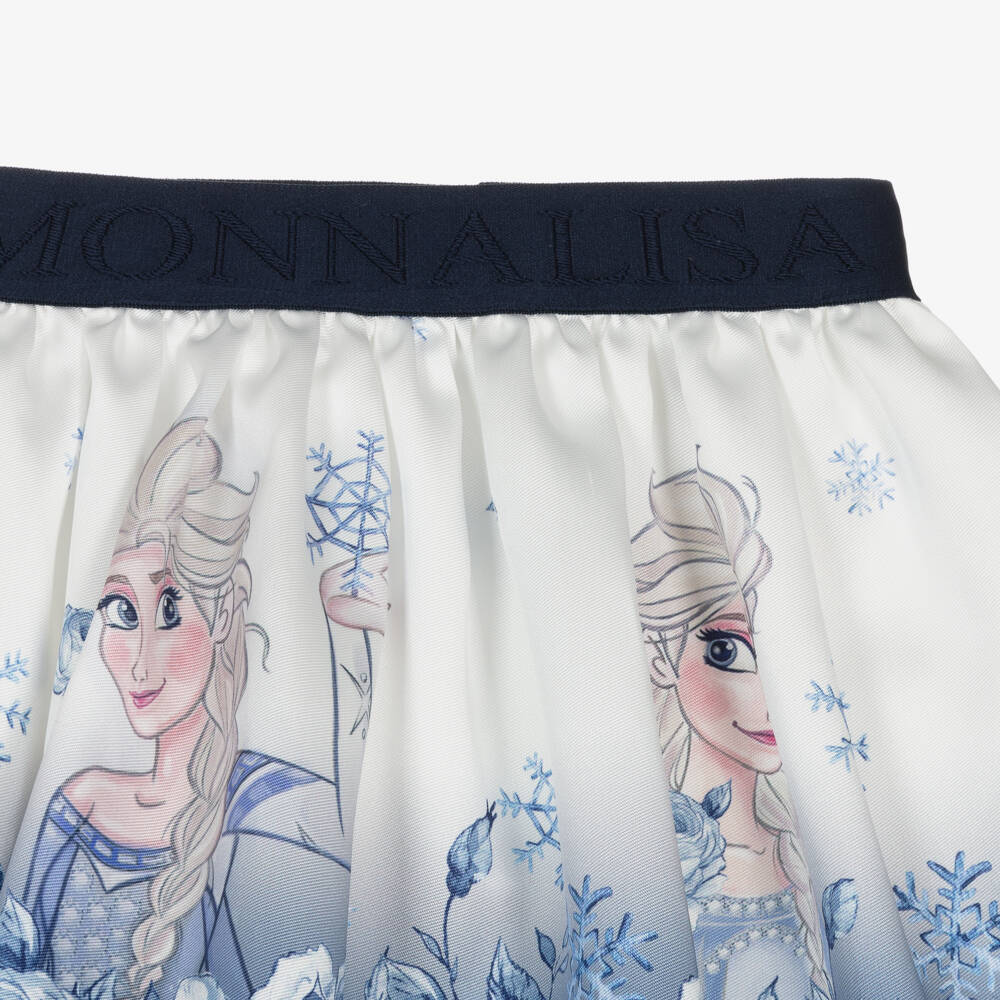 Monnalisa-Girls Satin Skirt with Blue Print | Childrensalon Outlet
