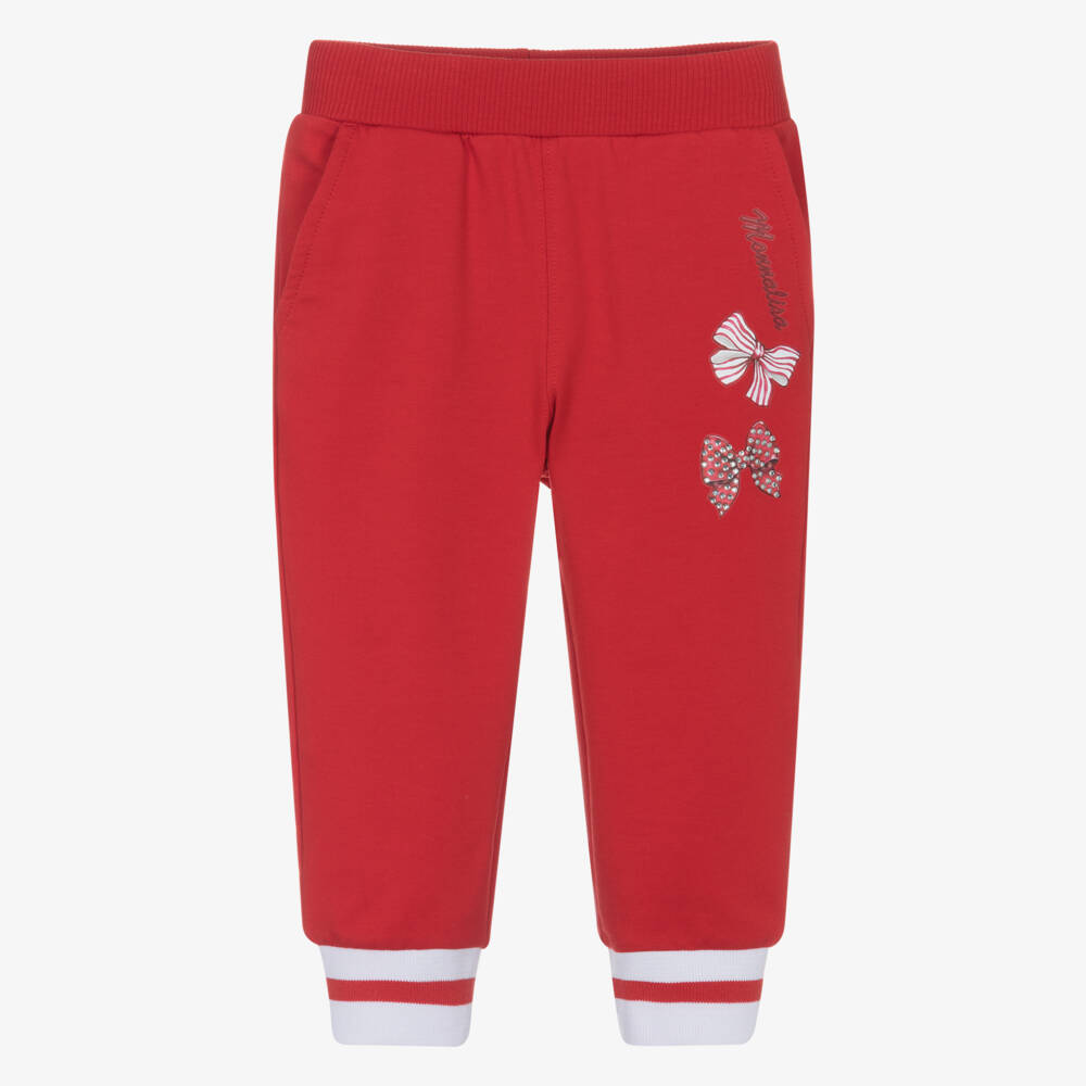 Monnalisa-Girls Scarlet Cotton Bow Joggers | Childrensalon Outlet