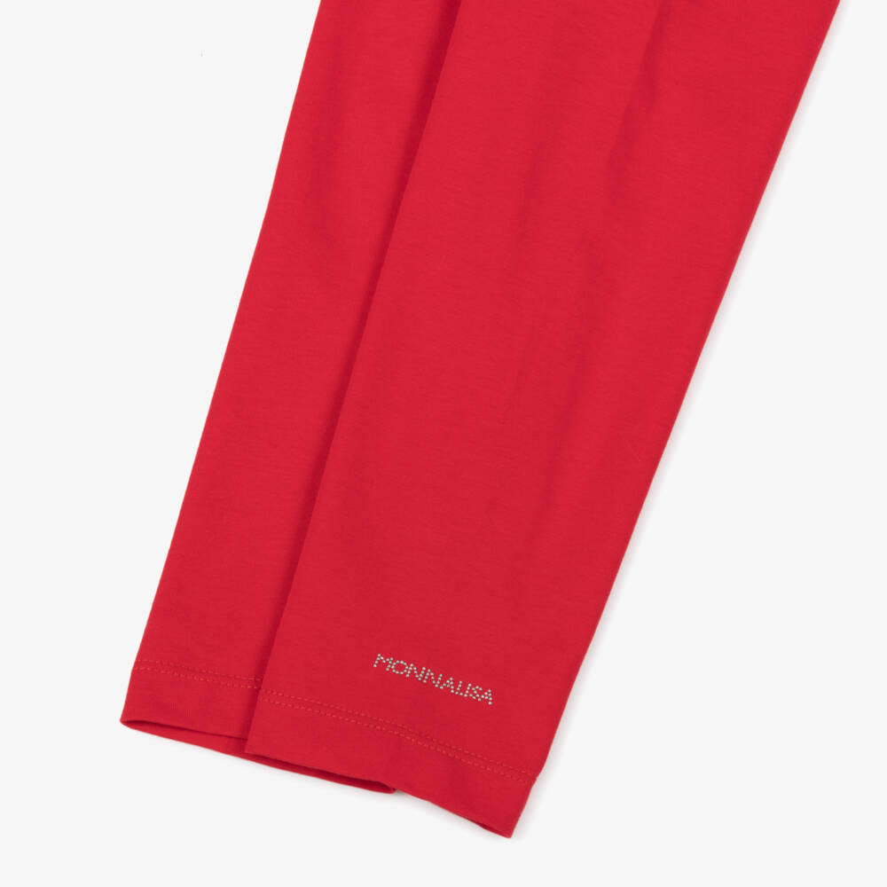 Monnalisa-Girls Scarlet Cotton Sparkle Leggings | Childrensalon Outlet