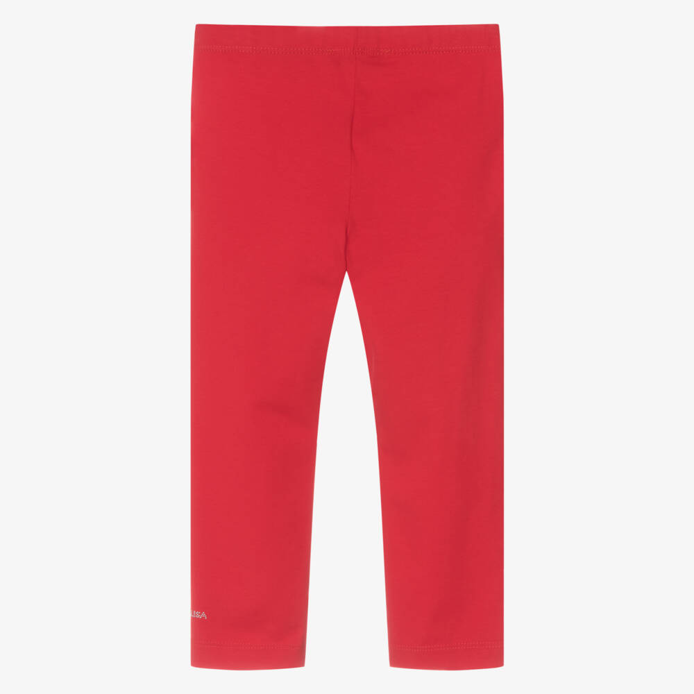 Monnalisa-Girls Scarlet Cotton Sparkle Leggings | Childrensalon Outlet
