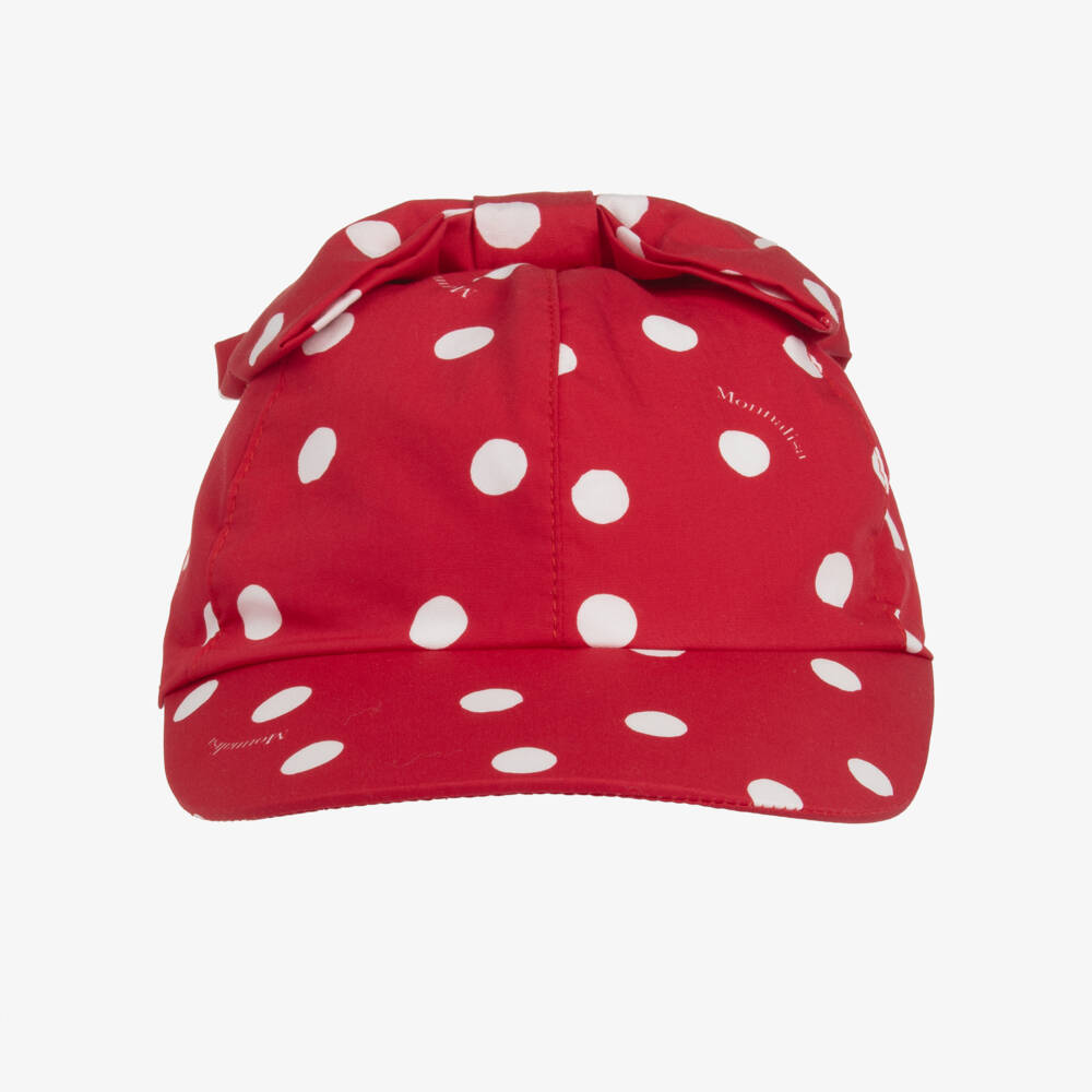 موناليزا-قبعة قطنية حمراء منقطة للبنات | Childrensalon Outlet