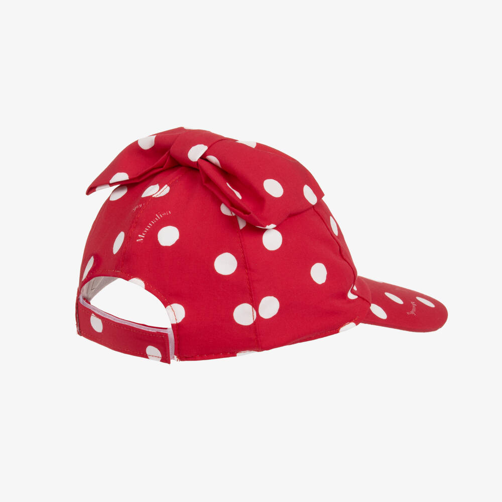 موناليزا-قبعة قطنية حمراء منقطة للبنات | Childrensalon Outlet