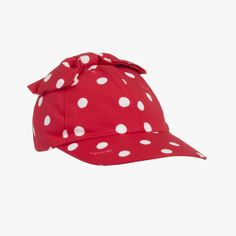 Monnalisa-Girls Scarlet Dotty Cotton Hat | Childrensalon Outlet