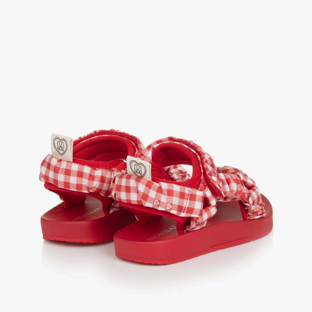 Monnalisa-Girls Scarlet Gingham Summer Sandals | Childrensalon Outlet