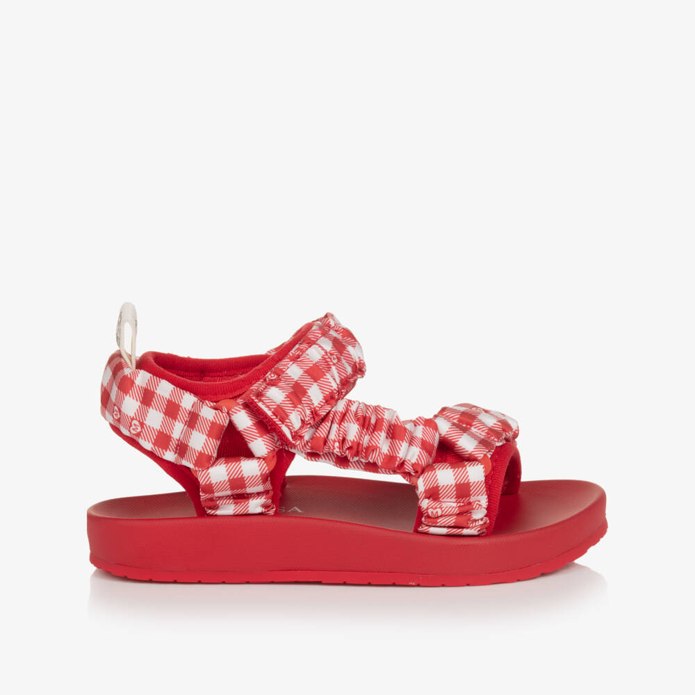 Monnalisa-Girls Scarlet Gingham Summer Sandals | Childrensalon Outlet