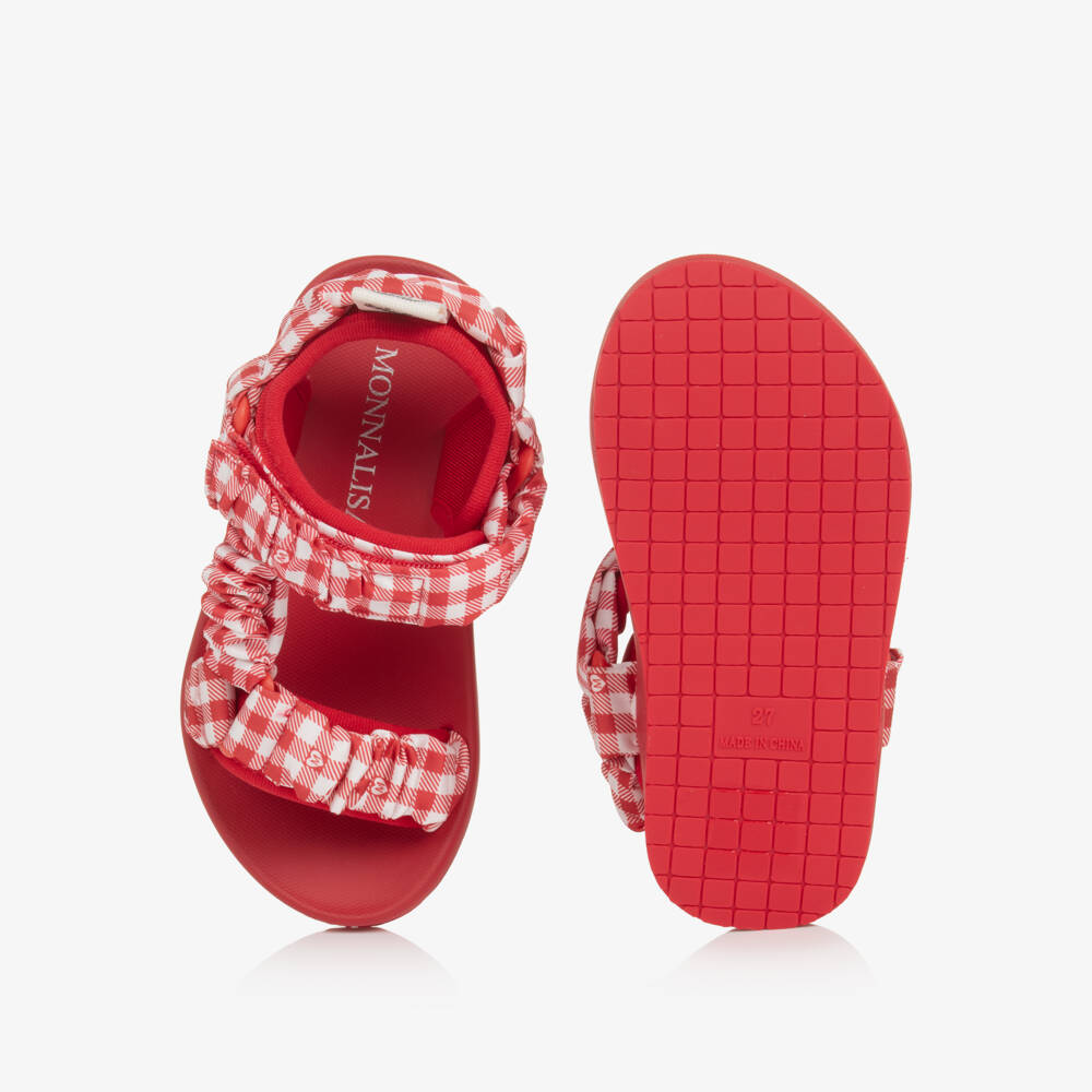 Monnalisa-Girls Scarlet Gingham Summer Sandals | Childrensalon Outlet