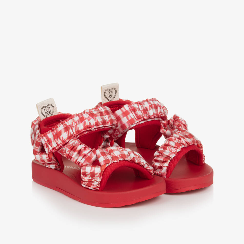 Monnalisa-Girls Scarlet Gingham Summer Sandals | Childrensalon Outlet