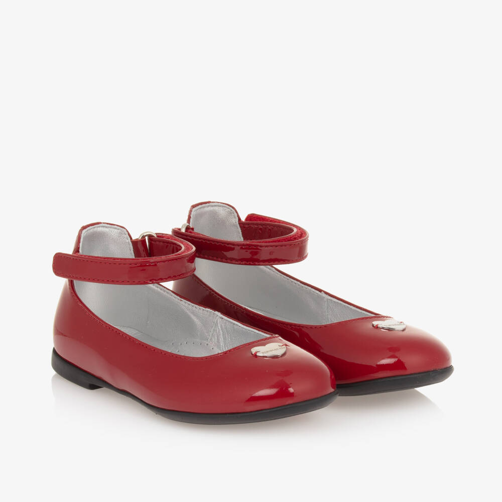 Monnalisa-Girls Scarlet Leather Bow Ballerinas | Childrensalon Outlet