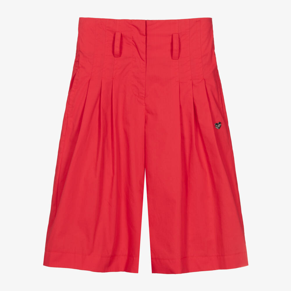 Monnalisa-Girls Scarlet Poplin Cropped Pants | Childrensalon Outlet