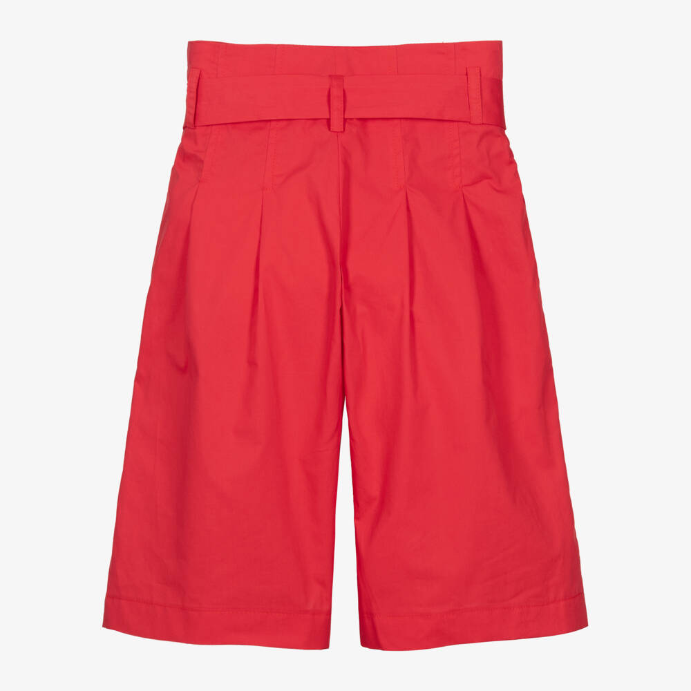 Monnalisa-Girls Scarlet Poplin Cropped Pants | Childrensalon Outlet