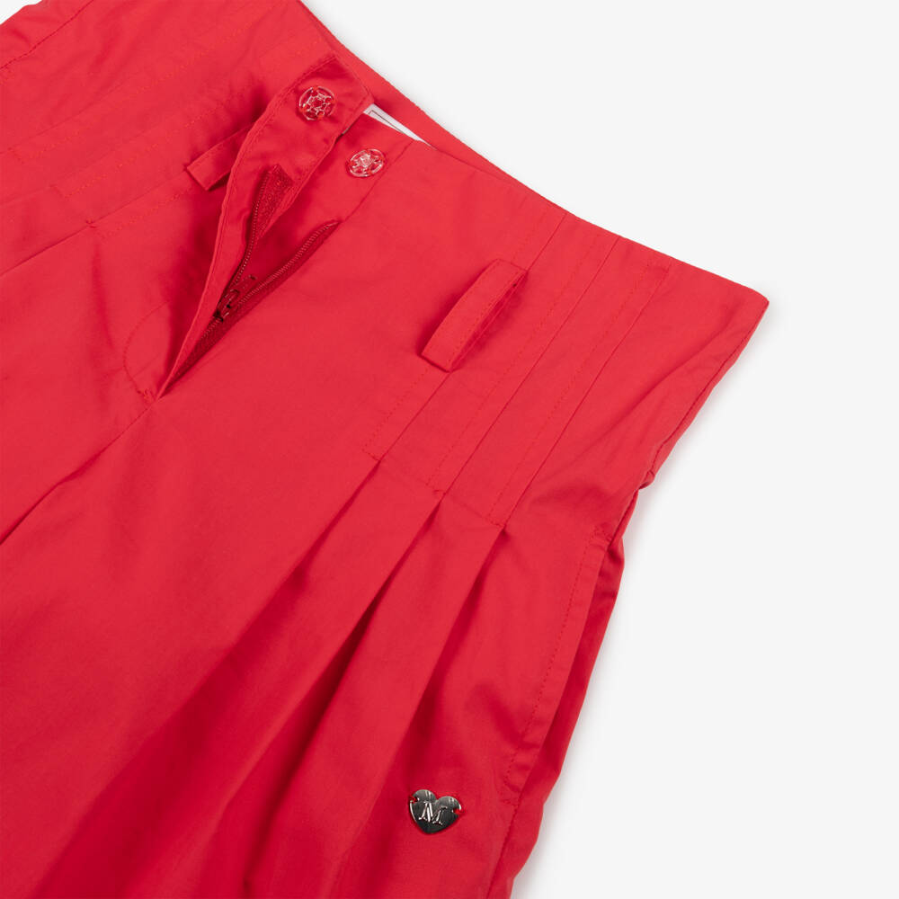 Monnalisa-Girls Scarlet Poplin Cropped Pants | Childrensalon Outlet