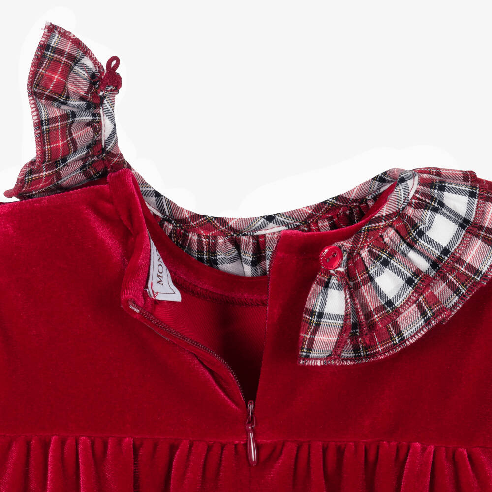 Monnalisa-Girls Scarlet Velour Ruffle Dress | Childrensalon Outlet