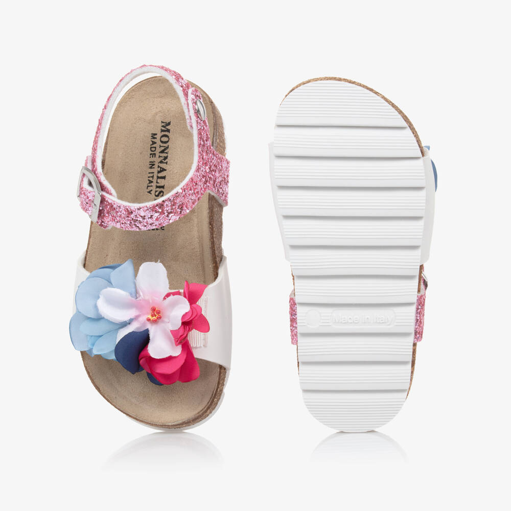 Monnalisa-Girls Shimmering Blossom Pink Sandals | Childrensalon Outlet