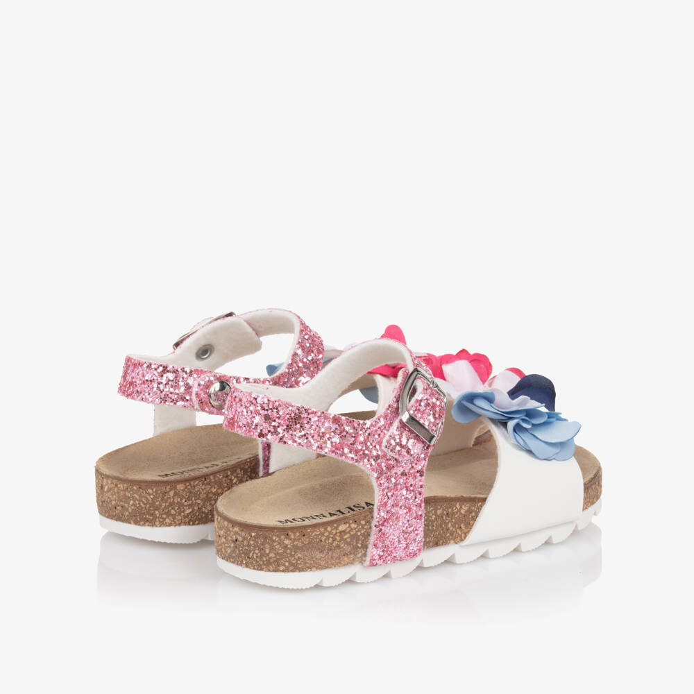 Monnalisa-Girls Shimmering Blossom Pink Sandals | Childrensalon Outlet