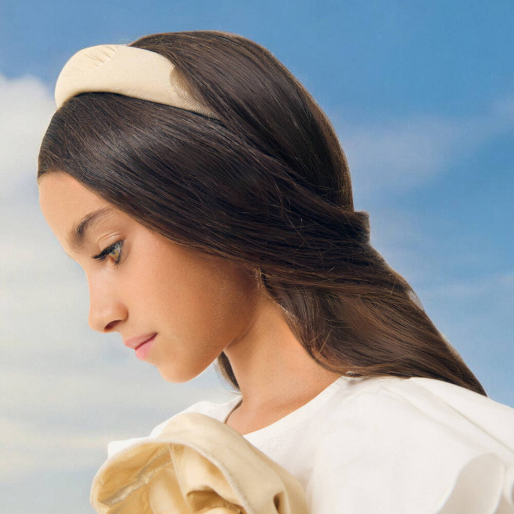 Monnalisa-Girls Shimmering Gold Dot Headband | Childrensalon Outlet