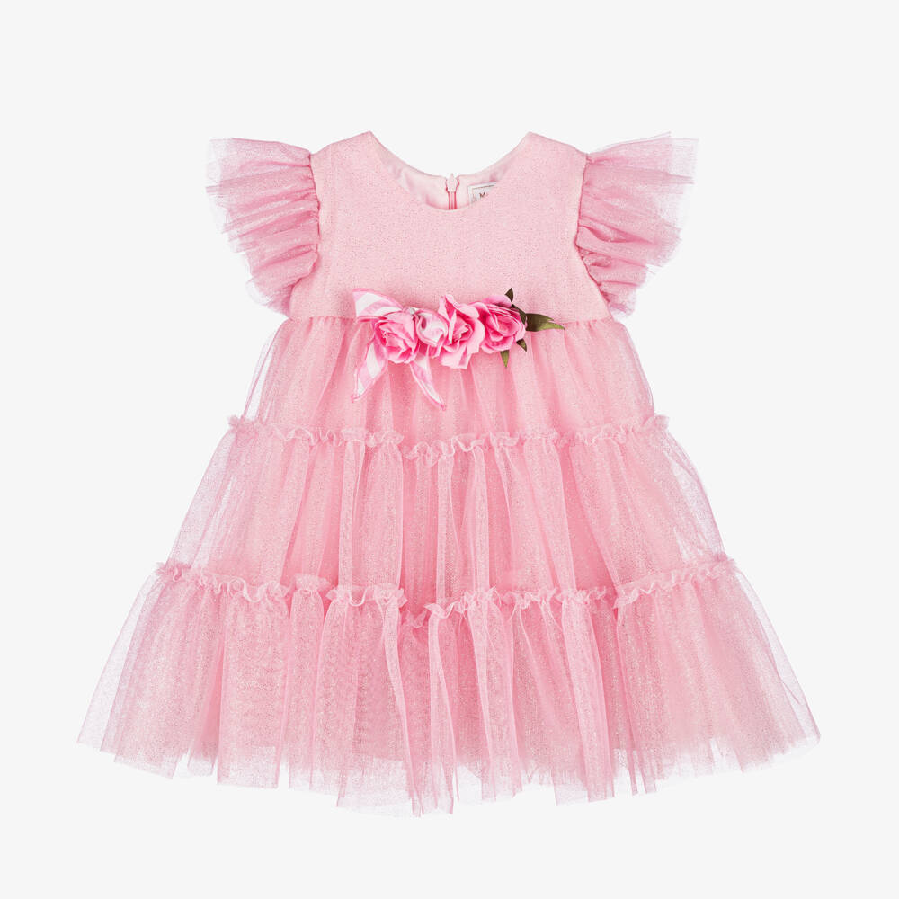 Monnalisa-فستان تول وردي براق للبنات | Childrensalon Outlet