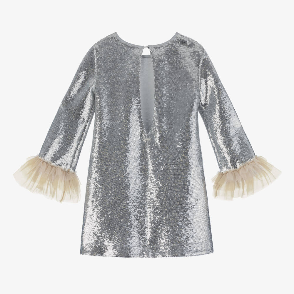 Monnalisa-Girls Shimmering Sequin Tulle Dress | Childrensalon Outlet