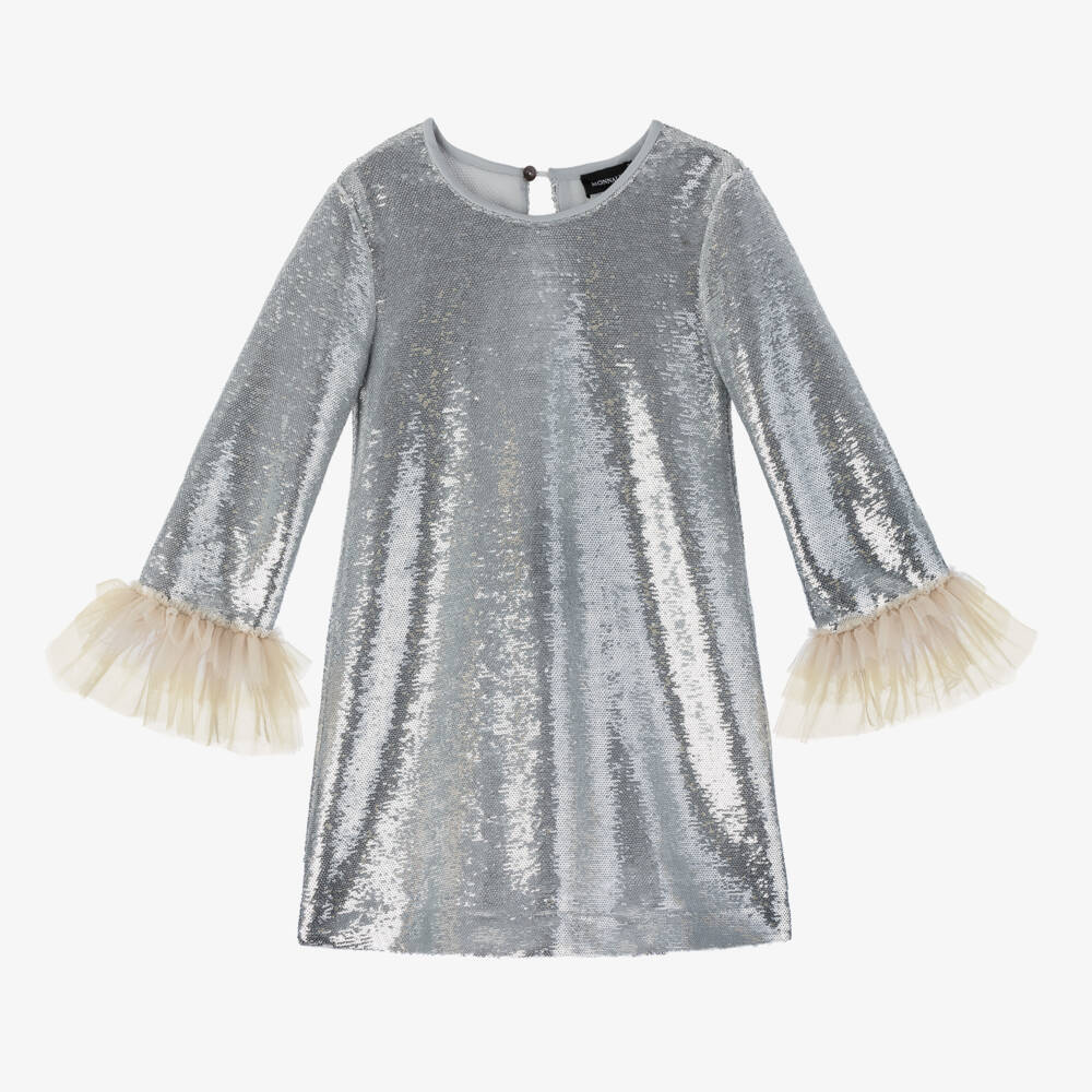 Monnalisa-Girls Shimmering Sequin Tulle Dress | Childrensalon Outlet