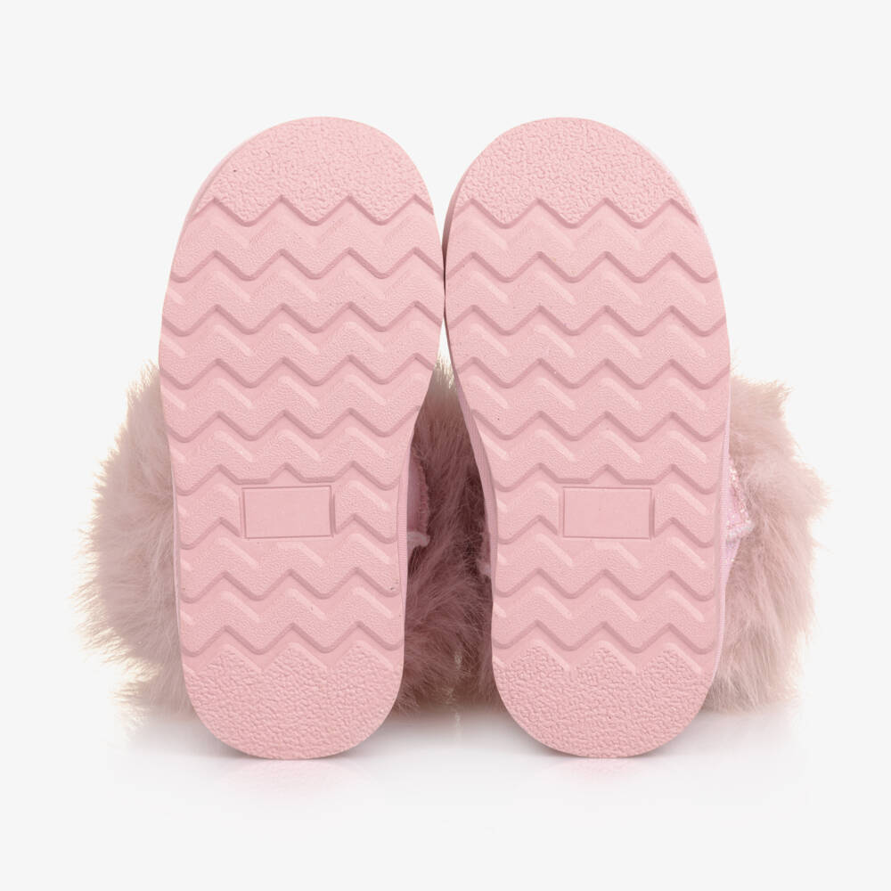 Monnalisa-Girls Shimmery Rose Faux Fur Booties | Childrensalon Outlet