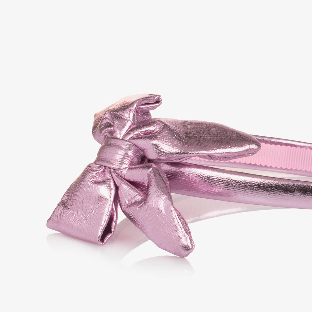 Monnalisa-Girls Shiny Pink Bow Headband | Childrensalon Outlet