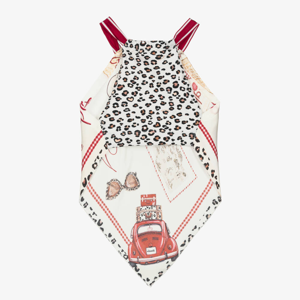 Monnalisa-Girls Silken Leopard Scarf Blouse | Childrensalon Outlet