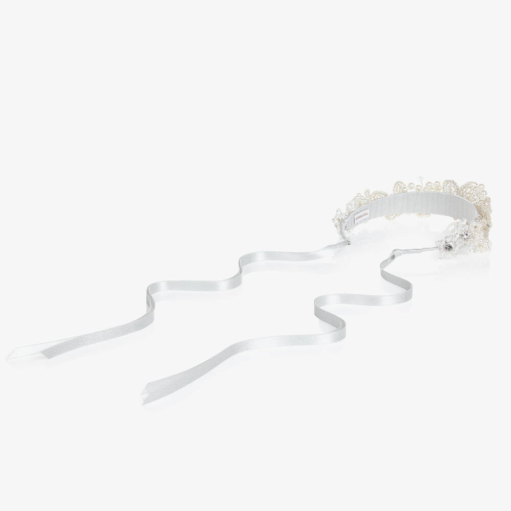 موناليزا Couture-طوق للشعر مزين بخرز لون فضّي للبنات | Childrensalon Outlet