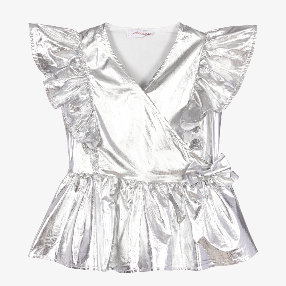 Monnalisa Chic - Chemisier argenté coton Fille | Childrensalon