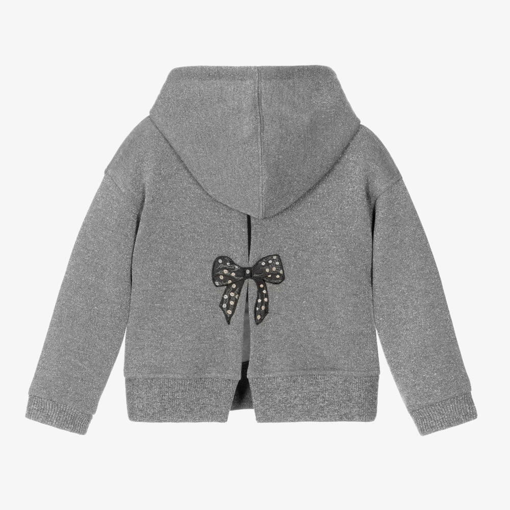 Monnalisa-هودي بطبعة ديزني براقة مزيج قطن لون رمادي للبنات | Childrensalon Outlet