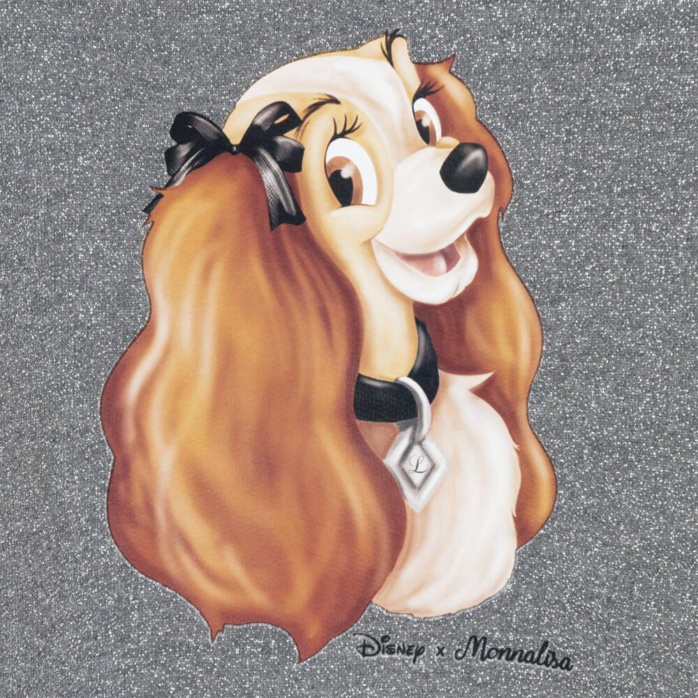 Monnalisa-هودي بطبعة ديزني براقة مزيج قطن لون رمادي للبنات | Childrensalon Outlet