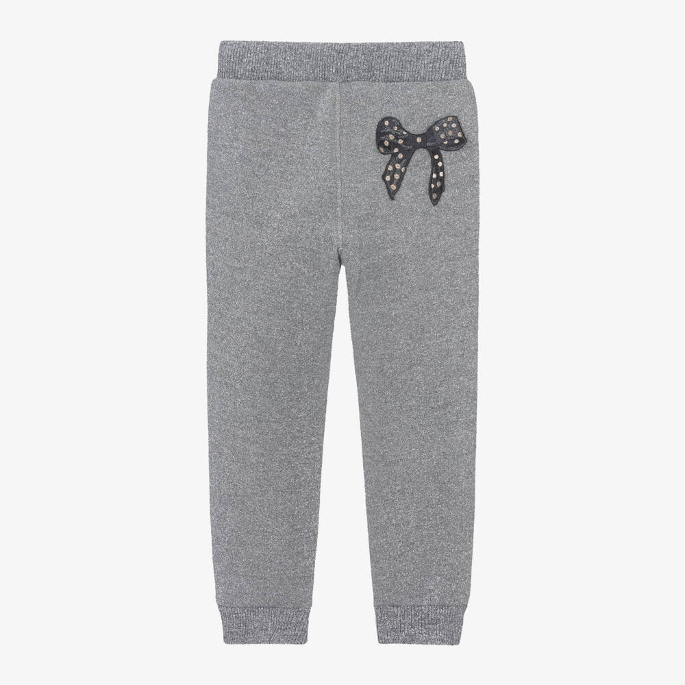 Monnalisa-Girls Silver Glitter Jersey Joggers | Childrensalon Outlet
