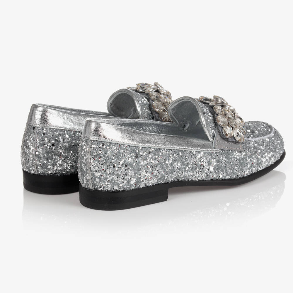 Silver glitter moccasins outlet