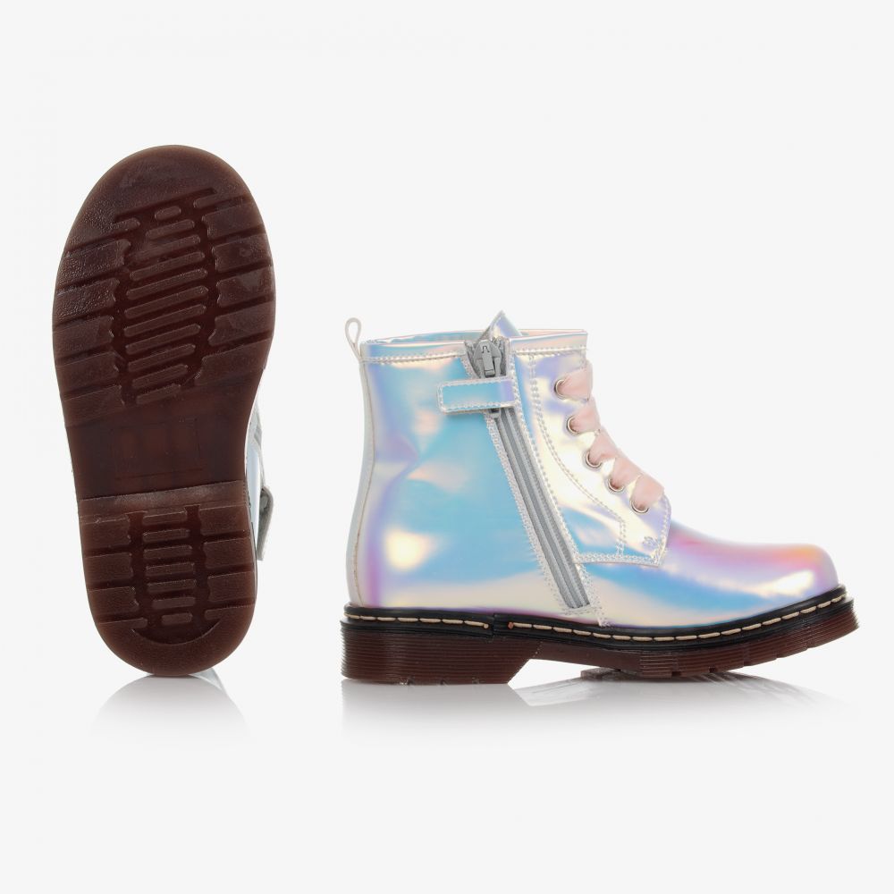 Monnalisa Girls Silver Iridescent Boots Childrensalon Outlet