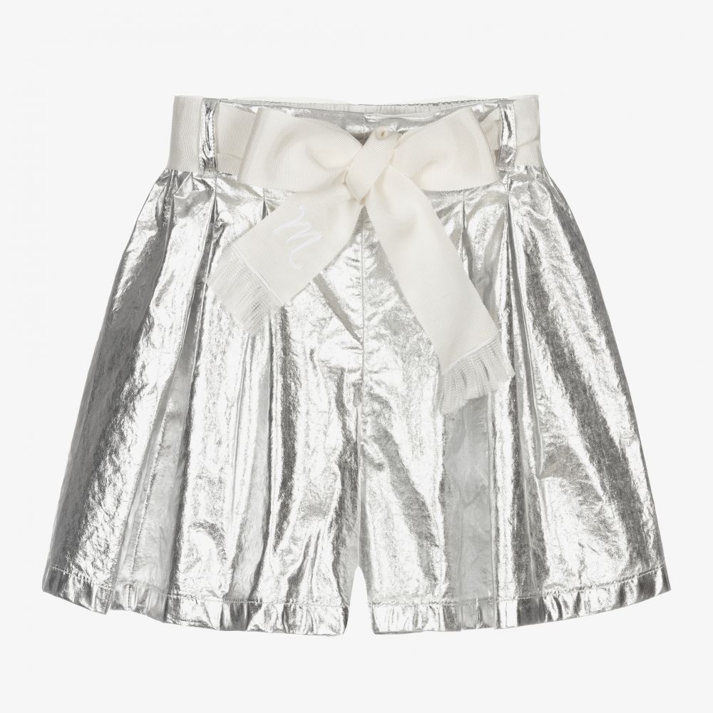 Monnalisa Chic - Girls Silver Metallic Shorts | Childrensalon