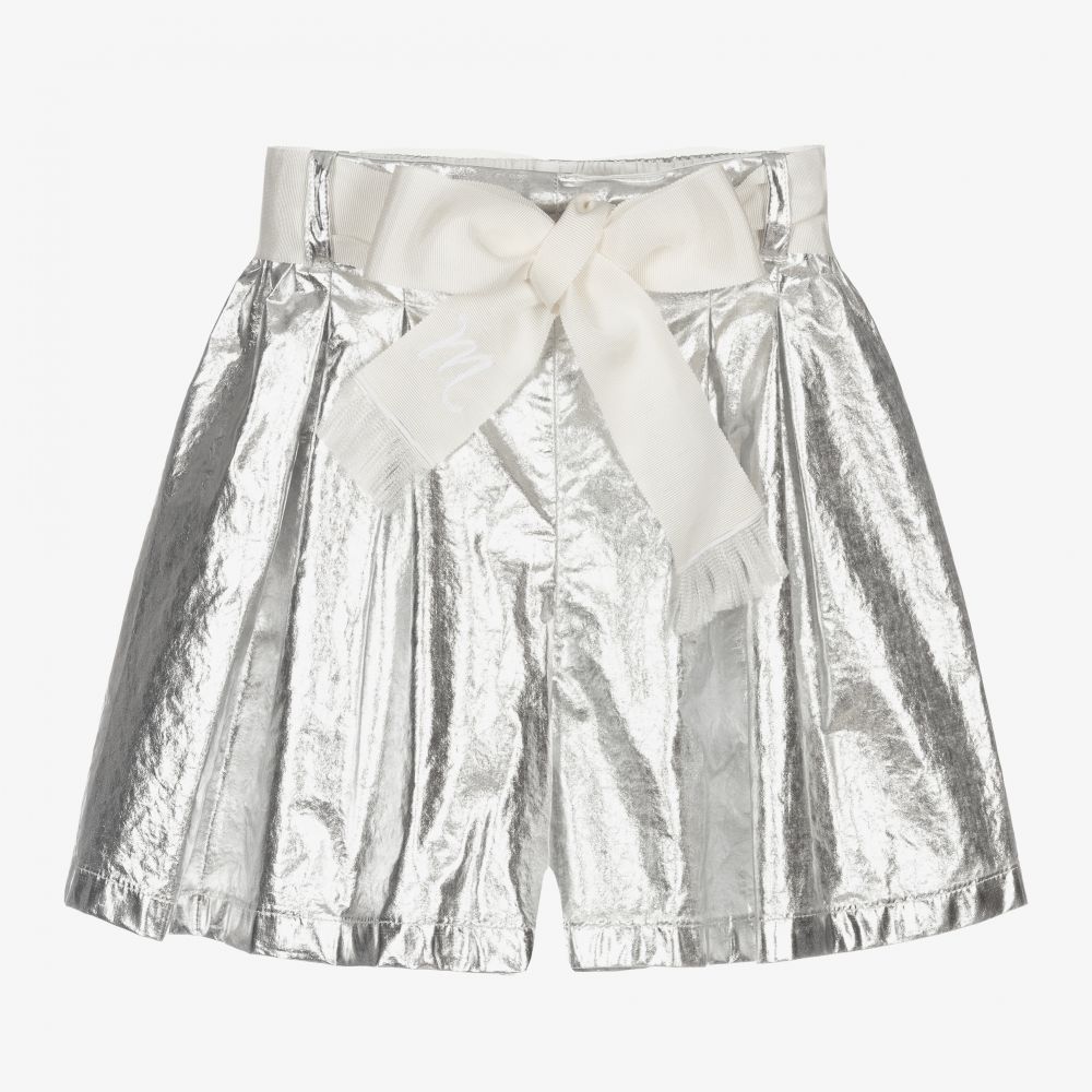 Monnalisa Chic - Silberne Shorts mit Metallic-Effekt (M) | Childrensalon