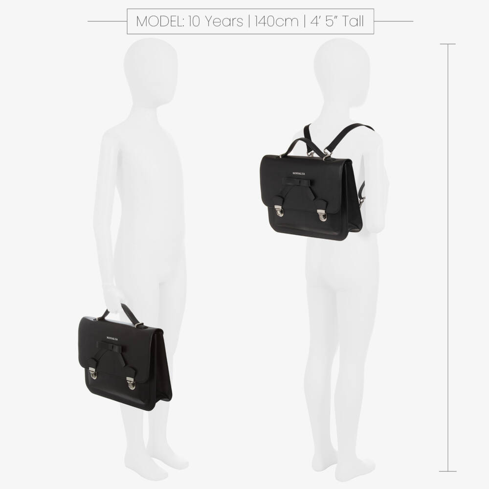 Monnalisa-Girls Sleek Black Leather Bag | Childrensalon Outlet