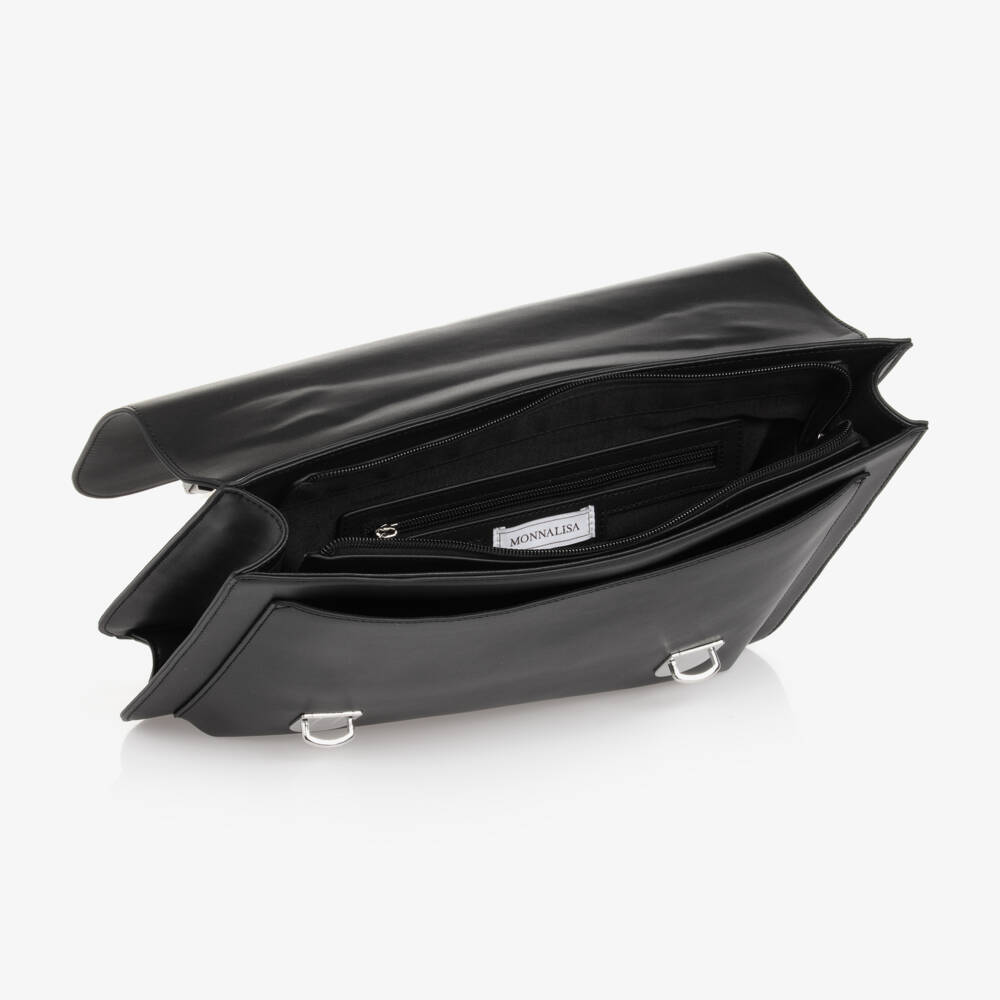 Monnalisa-Girls Sleek Black Leather Bag | Childrensalon Outlet