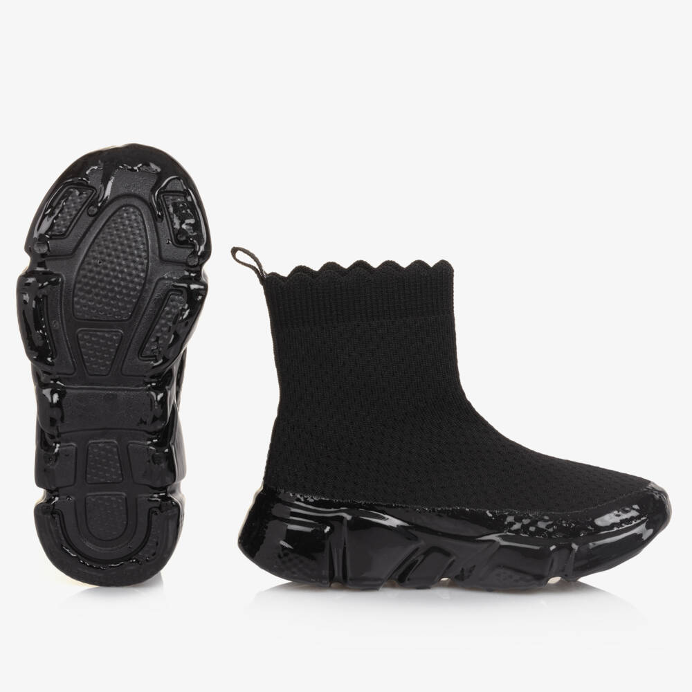 Monnalisa-Girls Sleek Black Mesh Trainers | Childrensalon Outlet