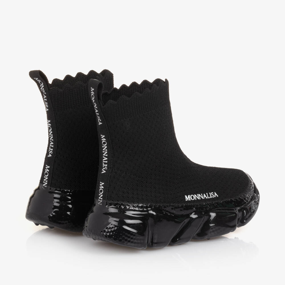 Monnalisa-Girls Sleek Black Mesh Trainers | Childrensalon Outlet