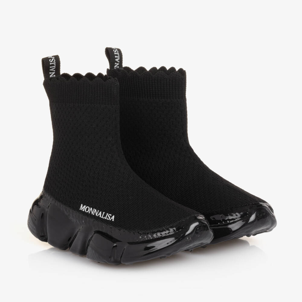Monnalisa-Girls Sleek Black Mesh Trainers | Childrensalon Outlet