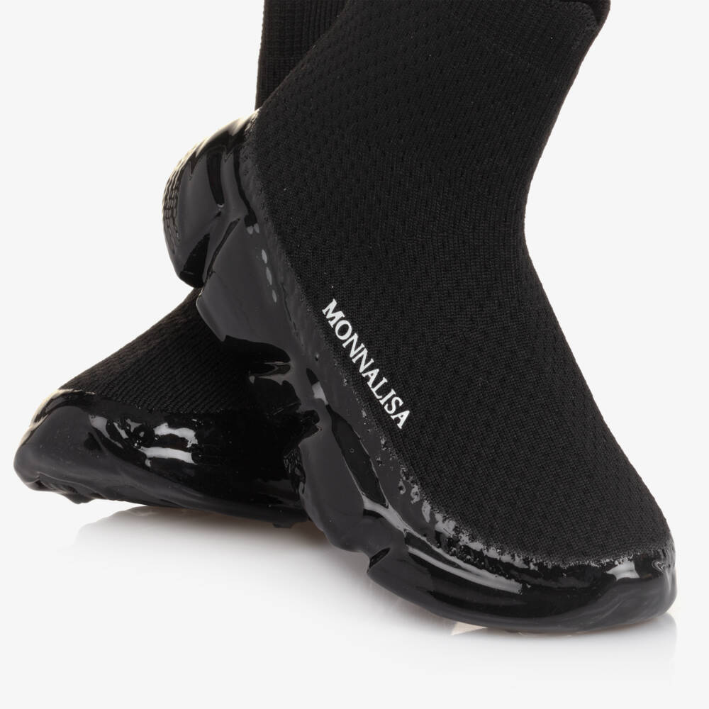 Monnalisa-Girls Sleek Black Mesh Trainers | Childrensalon Outlet