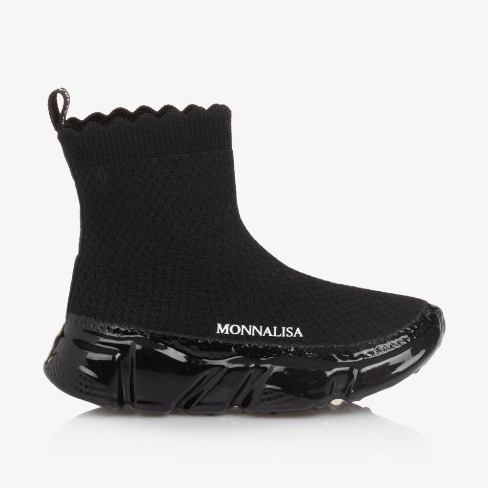 Monnalisa-Girls Sleek Black Mesh Trainers | Childrensalon Outlet
