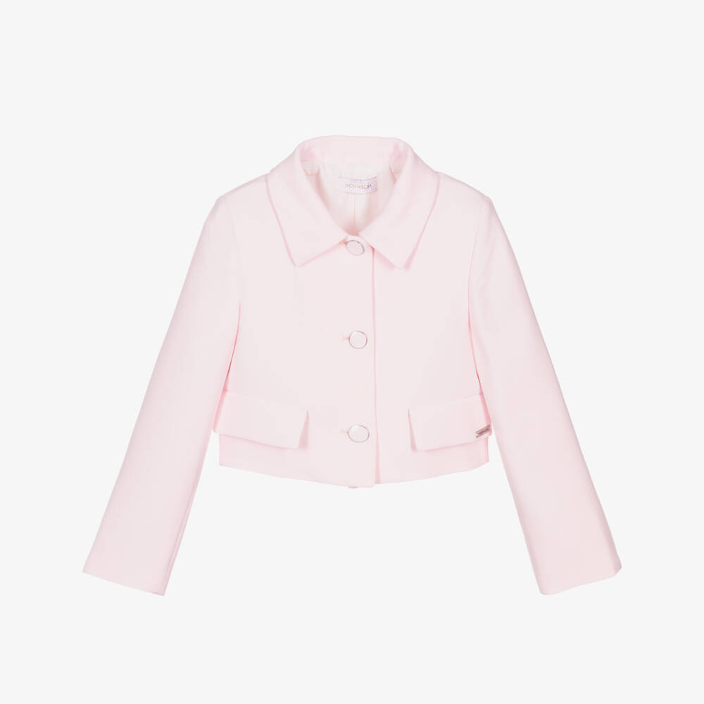 Monnalisa-Girls Soft Blush Tailored Blazer | Childrensalon Outlet