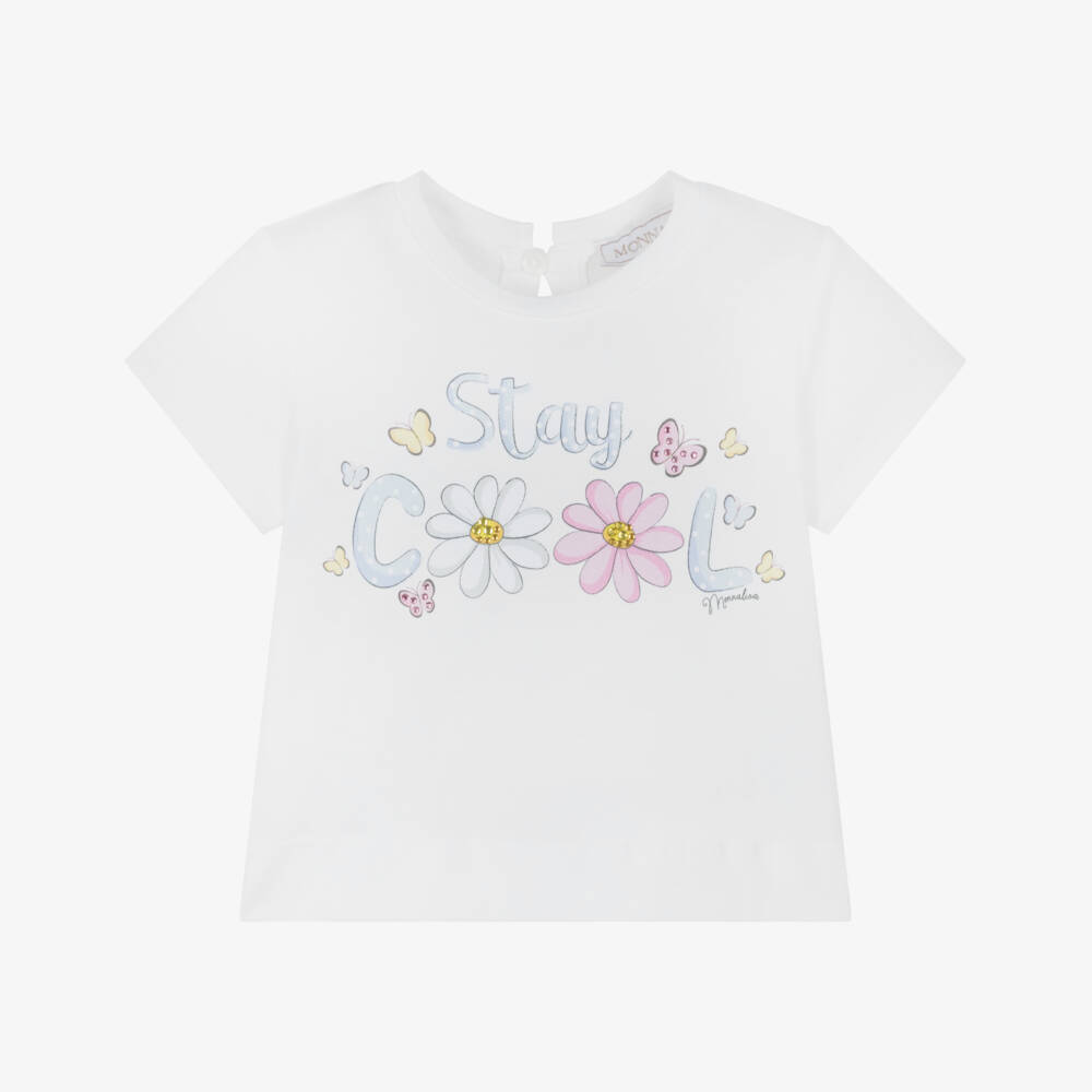 Monnalisa-تي شيرت بناتي ناعم من القطن بتصميم زهرة الأقحوان | Childrensalon Outlet
