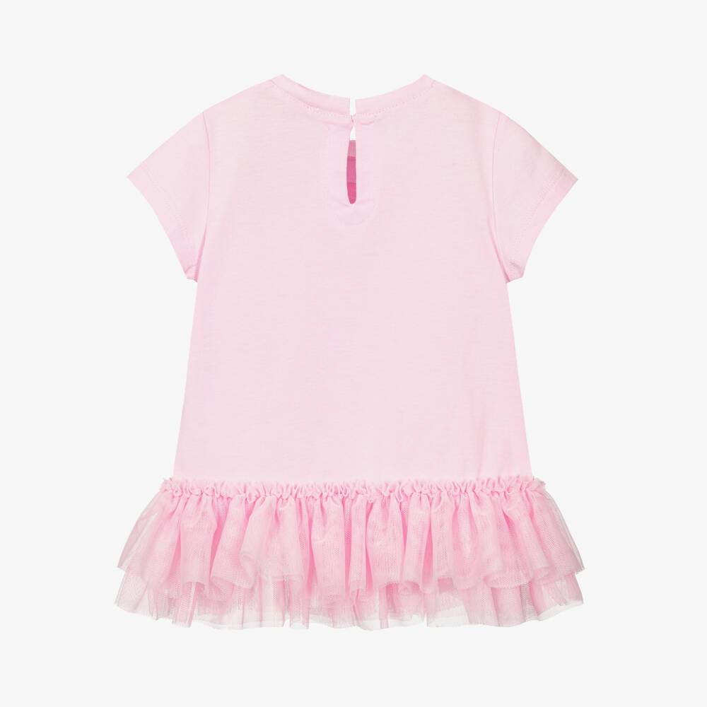 Monnalisa-Мягкая розовая футболка из тюля Alice для девочек | Childrensalon Outlet