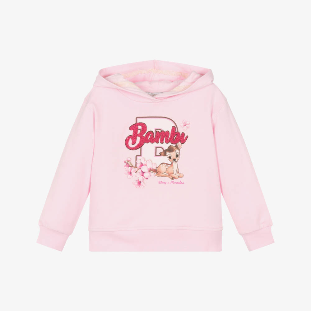 Monnalisa-Мягкое розовое худи Bambi для девочек | Childrensalon Outlet