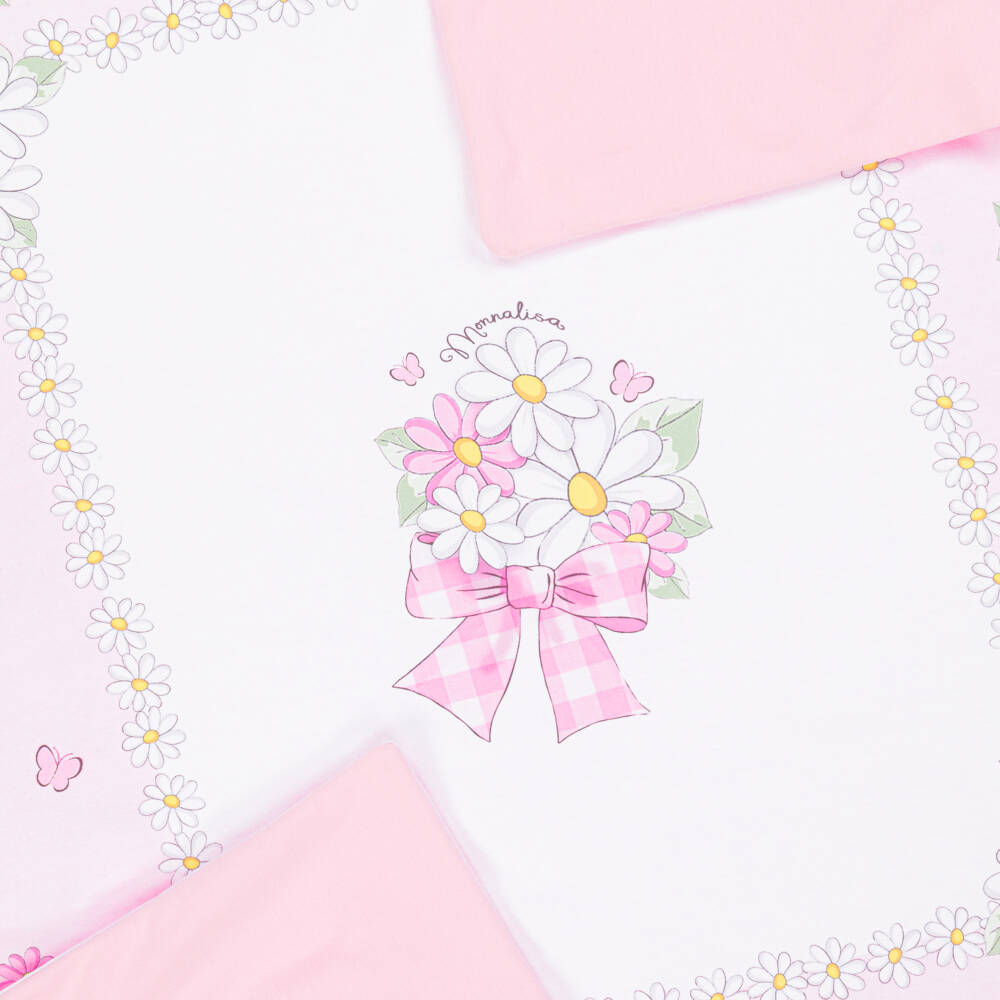 Monnalisa-Girls Soft Pink Daisy Coverlet | Childrensalon Outlet