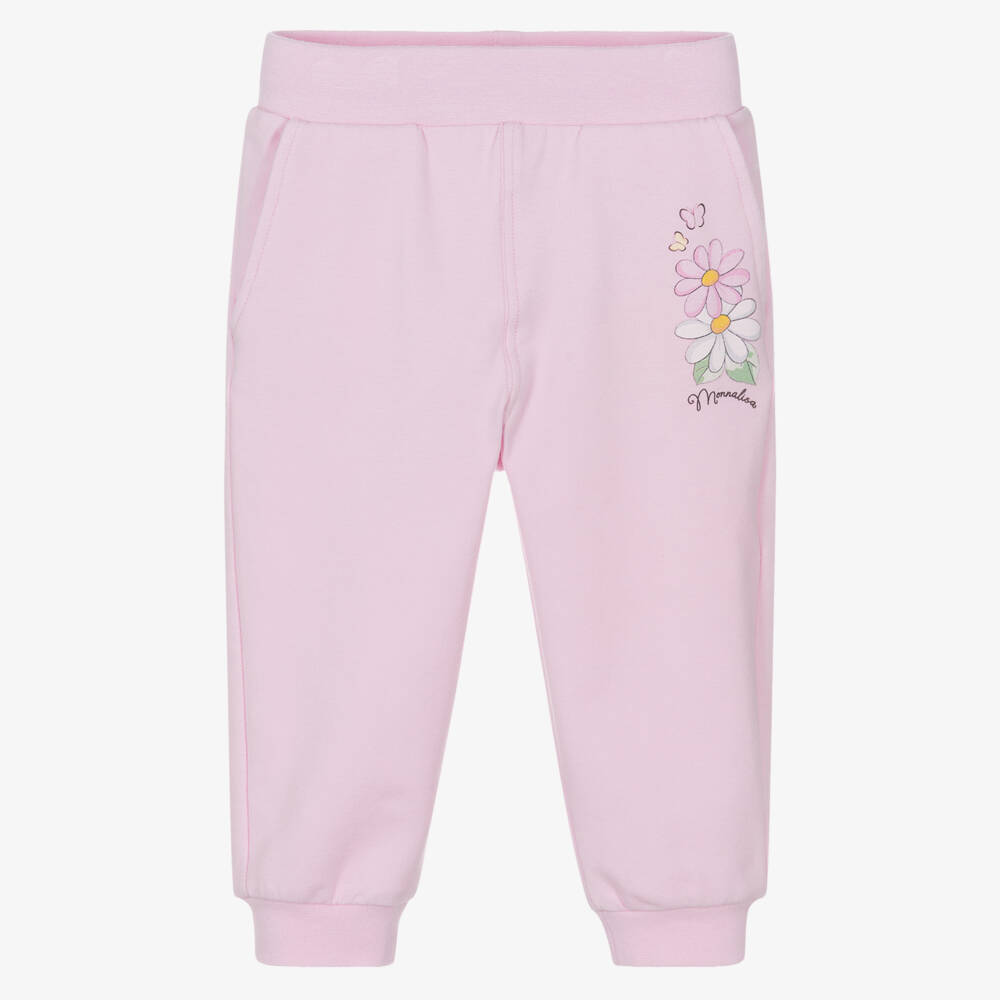 Monnalisa-Girls Soft Pink Daisy Joggers | Childrensalon Outlet